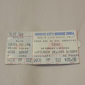 Vintage Radio City Music Hall Concert Ticket